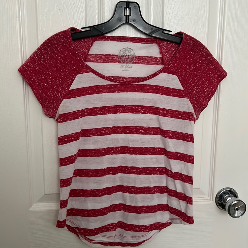Red and White Striped Tee
